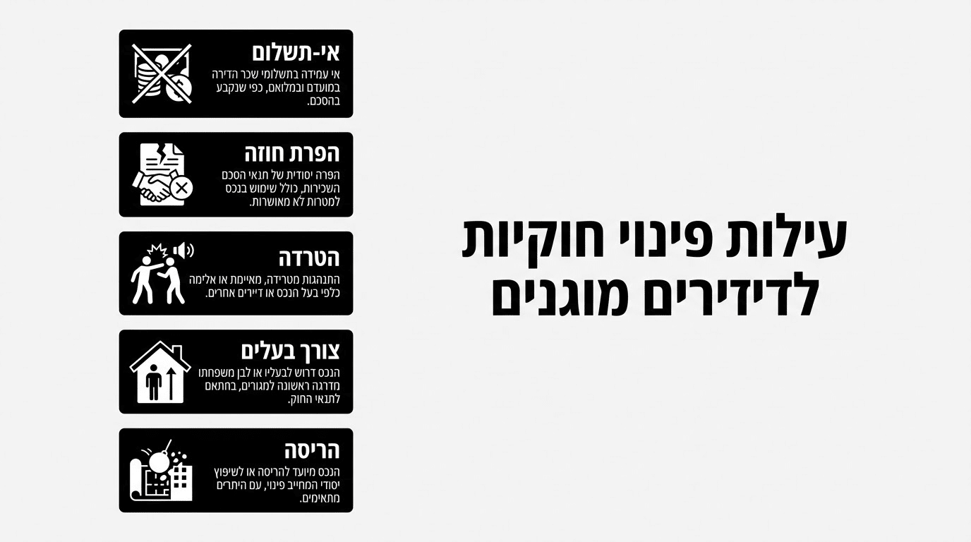 עילות פינוי לדיירים מוגנים והסבר על התהליך המשפטי