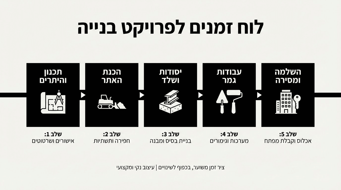 כמה זמן נמשך פרויקט התחדשות עירונית - תרשים הסבר מקצועי