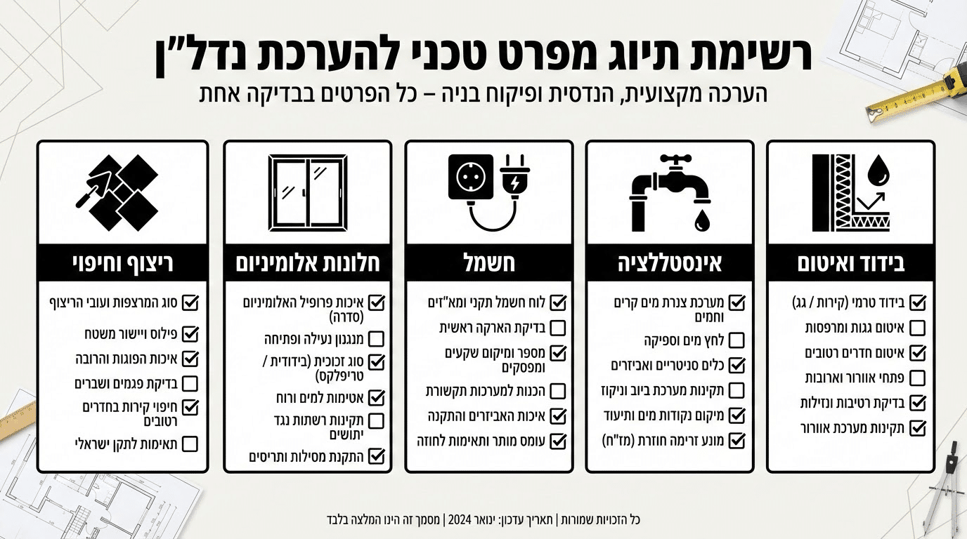 מה לבדוק במפרט הטכני של פרויקט נדל