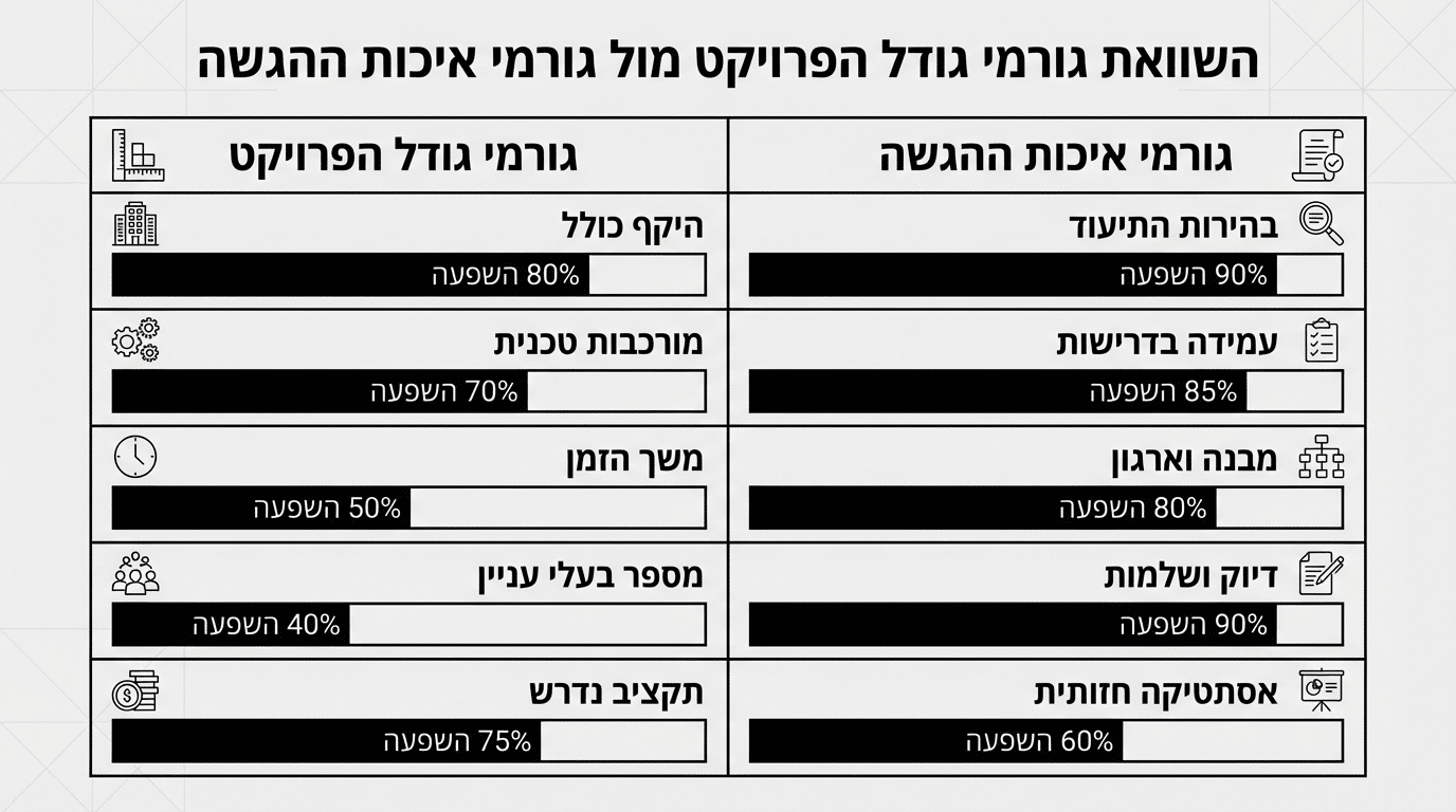 השוואה בין גורמים המשפיעים על לוח הזמנים לקבלת היתר בנייה